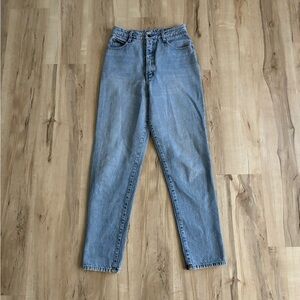 Vintage Ivy Brown Jeans Denim Leather Patch Classic High Waist Straight 80s\90s